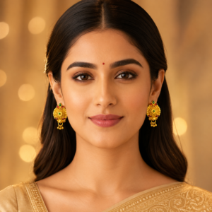 Aura Minakari Gold Stud Earrings