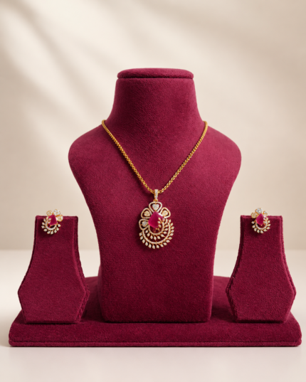 Ruby Peacock Pendant Set