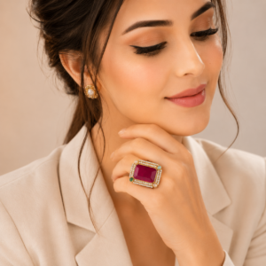 Royal Ruby Monalisha AD Gold Ring