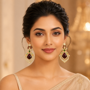 Avelisse Wine Red AD Earrings