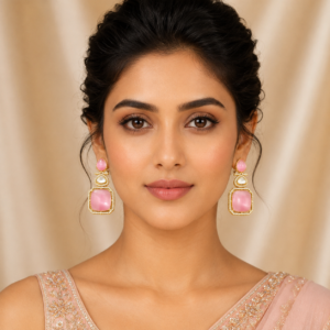 Gulmohar Pink AD Earrings