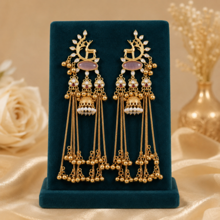 Deer Motif Hanging Chain Earrings