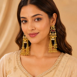 Deer Motif Hanging Chain Earrings