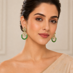 Emerald Elegance AD Earrings