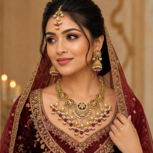 Rajwada Antique Gold Plated Bridal Necklace Set