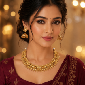 Traditional Brass Gold Plated Necklace Set