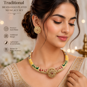 Royal Meenakari Brass Gold Plated Hasli Set
